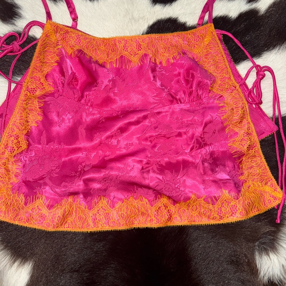 Rumored Fuchsia and Tangerine Lace Camisole
